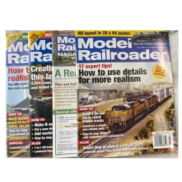 Lot 4 Model Railroader January to April 2008 Magazine Train Collect Layout Scale - Picture 1 of 11